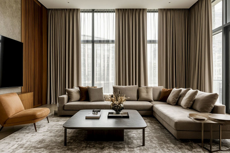 Модные шторы в гостиную 2026 года: современный стиль