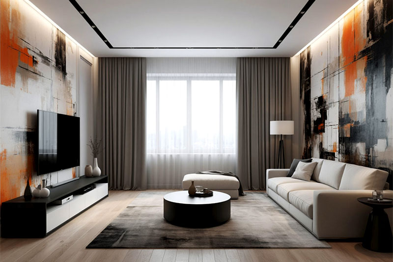 Модные обои для гостиной в 2026 году – абстракция