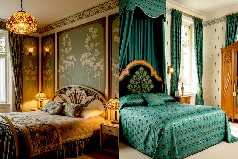 Спальня в стиле модерн – для акцентов могут применяться насыщенные цвета