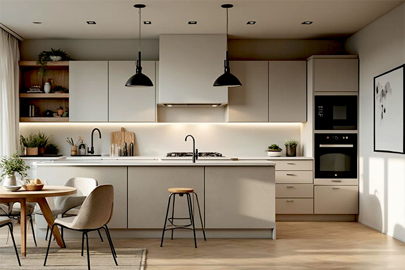 Кухня в стиле минимализм – подсветка рабочей зоны обязательна