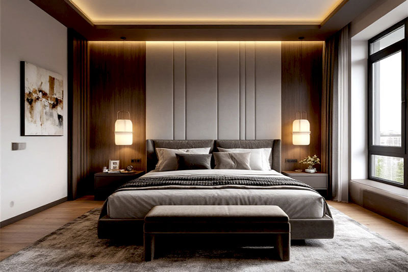 Современный интерьер спальни 2026 года – уместны шоколадные цвета