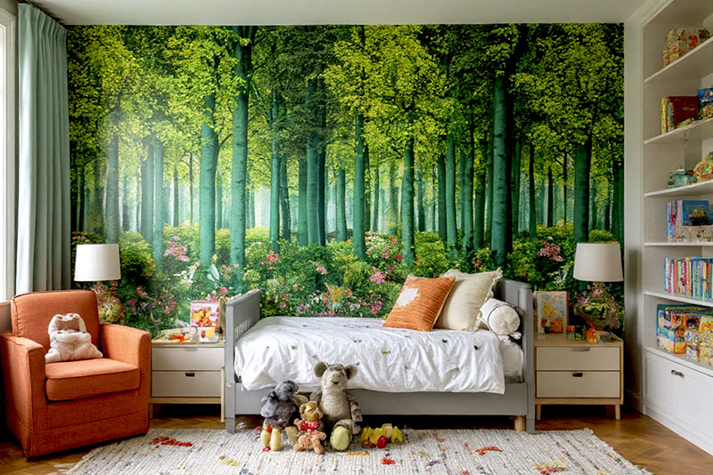 Модные обои в детскую комнату для девочек 2026 года - природные и флористические сюжеты