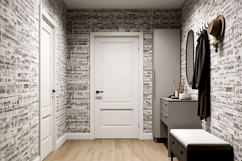 Модные обои в коридор и прихожую в 2026 году – имитация печати