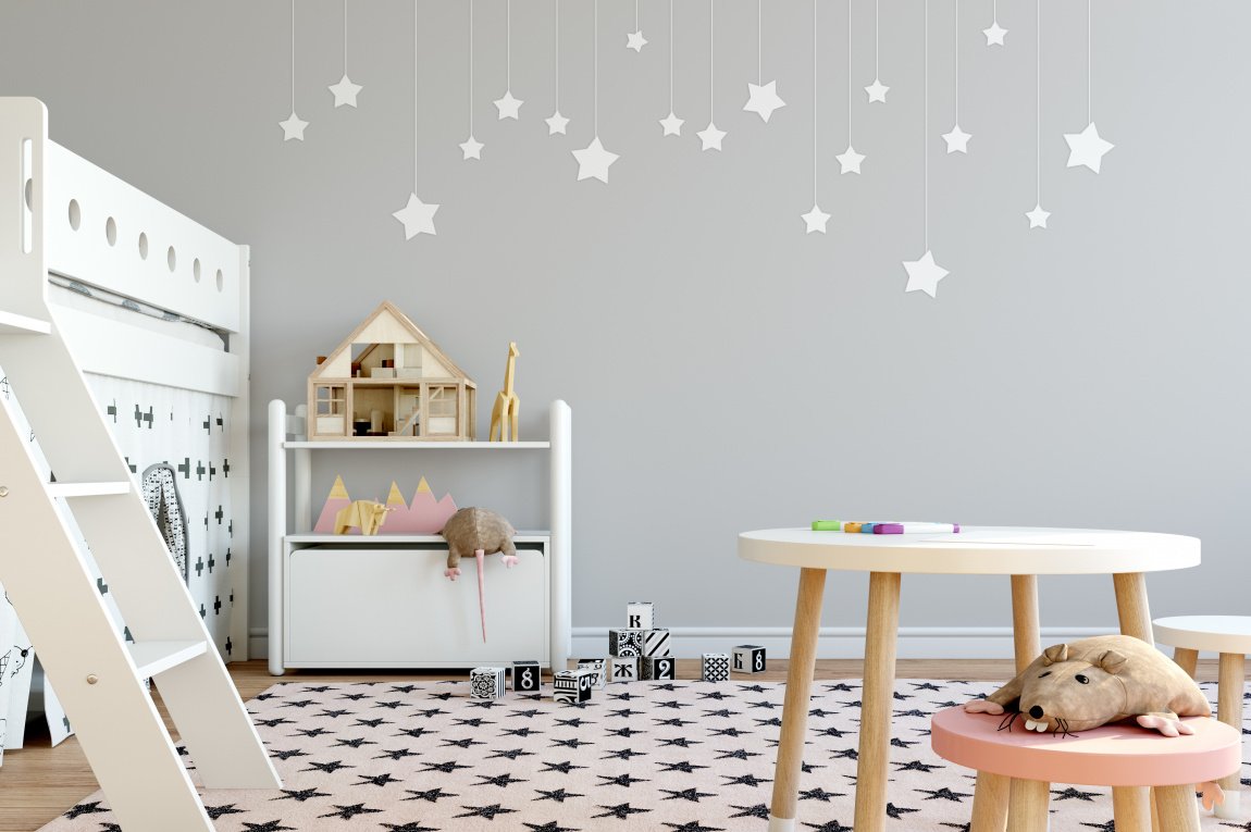 Детская комната, выкрашенная в спокойные цвета