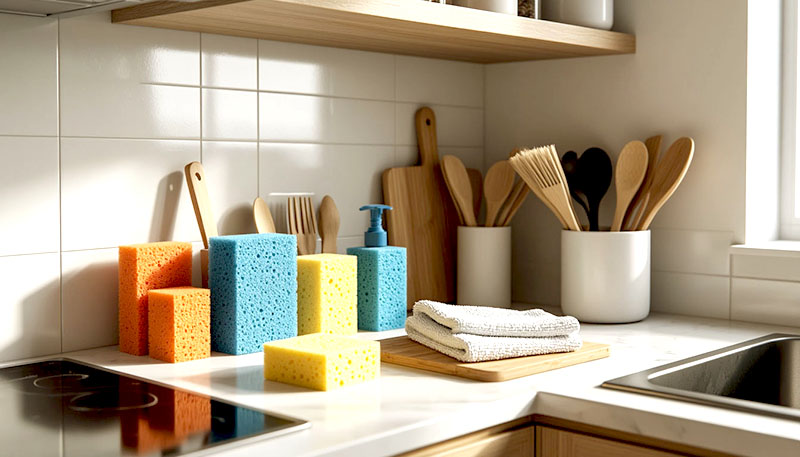 Мойте и обновляйте губки и тряпки для уборки