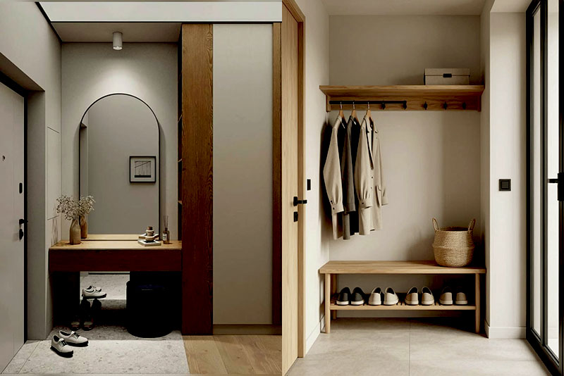 Прихожая и коридор в стиле джапанди – цвета олицетворяют спокойствие и естественность