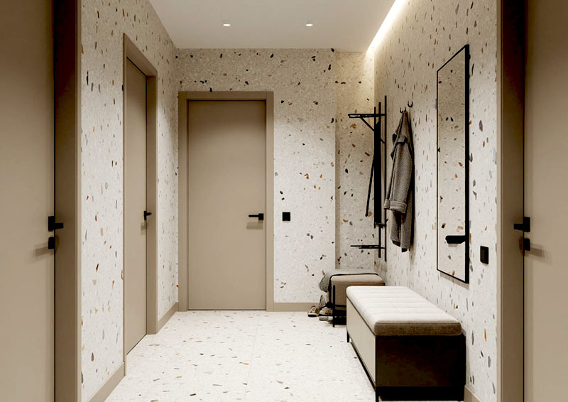 Модные обои в коридор и прихожую в 2026 году – тераццо