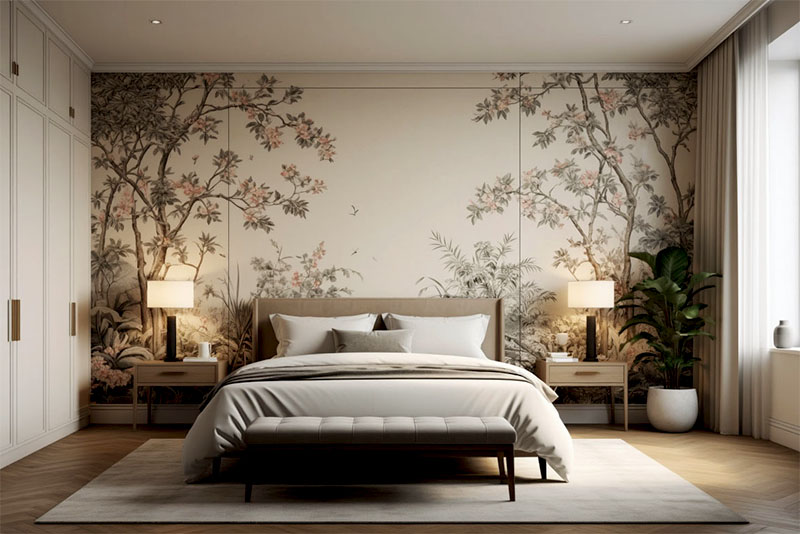 Модные обои в спальню 2025 – узоры шинуазри