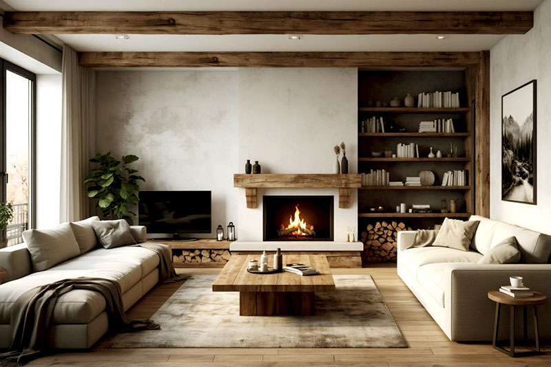 Гостиная в стиле кантри – цветовая палитра строится на теплых, спокойных и естественных оттенках