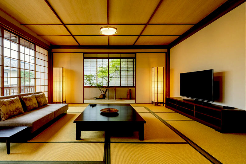 Гостиная в японском стиле – философия ваби-саби призывает к простоте в отделке стен