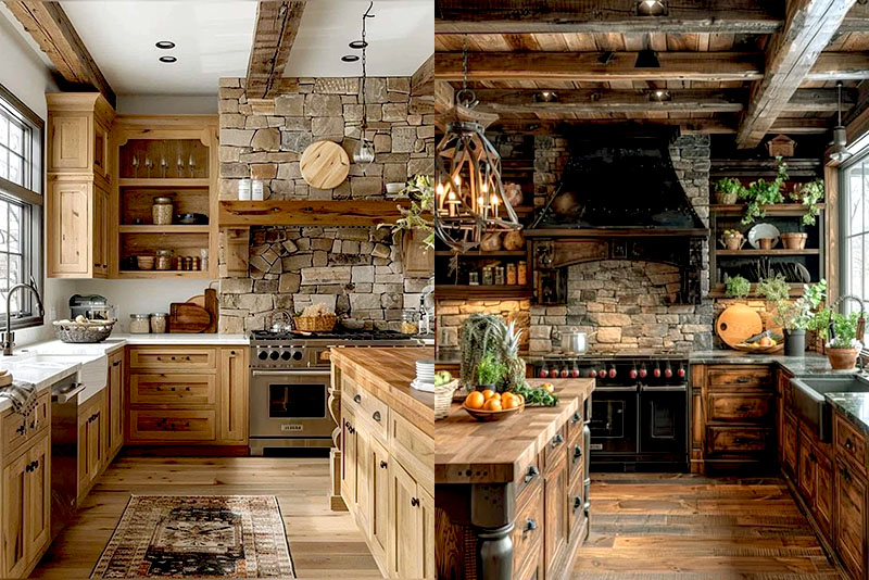 Стиль шале в интерьере кухни – пол должен быть прочным и визуально теплым