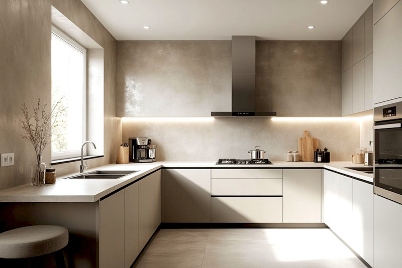 Модные обои на кухню в 2026 году – с эффектом мокрого шелка