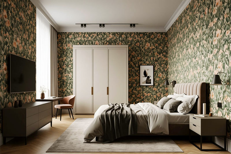 Модные обои в спальню 2025 – узоры Уильяма Морриса
