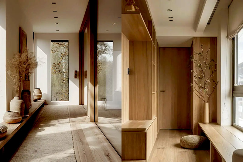 Прихожая и коридор в стиле джапанди – потолок должен быть максимально легким и незаметным