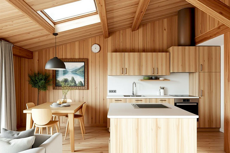 Стиль шале в интерьере кухни – нет места случайным безделушкам