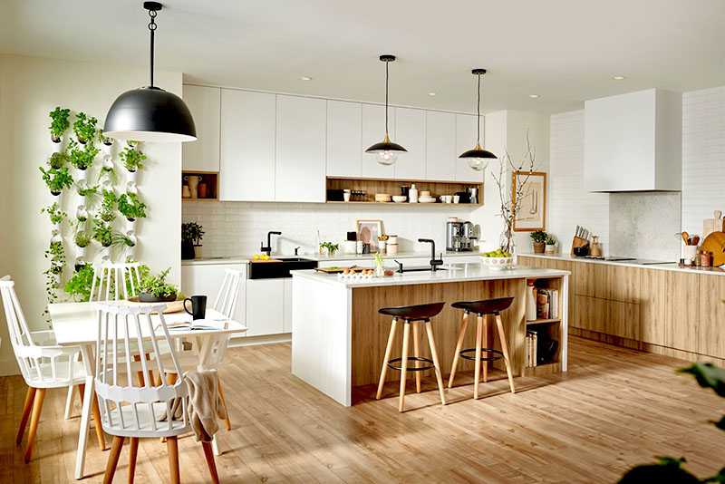 Кухня-гостиная в скандинавском стиле – живые растения или вертикальный сад