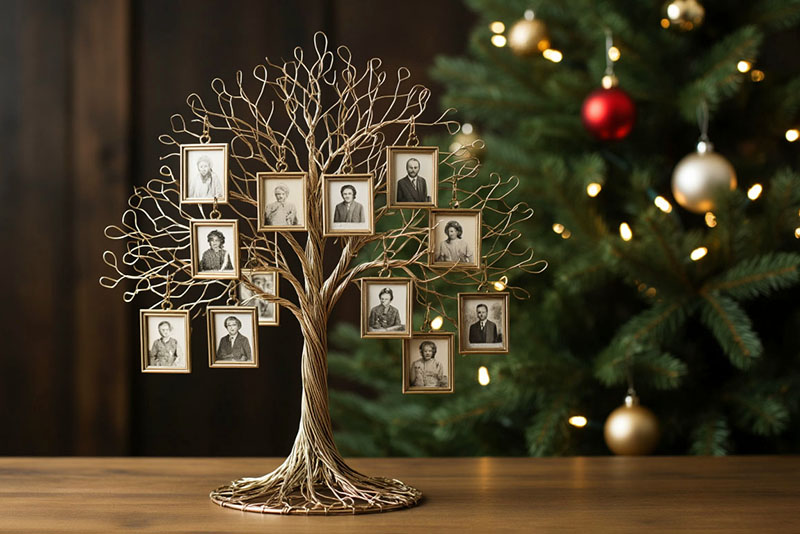 Сделайте дерево из проволоки с миниатюрными фото в крошечных рамках