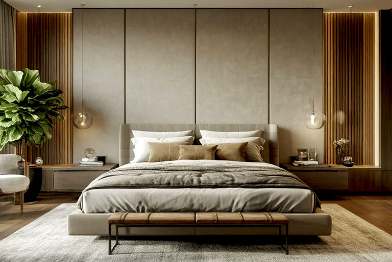 Современный интерьер спальни 2026 года – тактильно приятные материалы