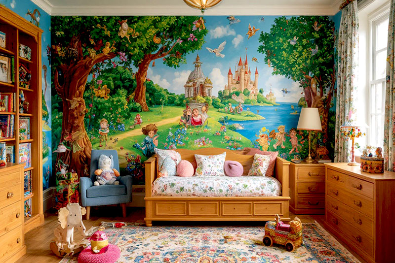 Модные обои в детскую комнату для девочек 2026 года - сказочные мотивы