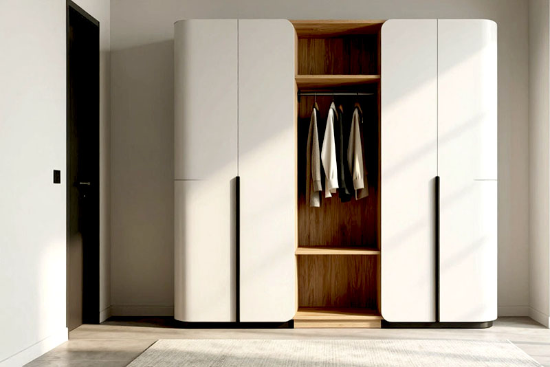 Модные шкафы в прихожу или коридор 2026 года – скругленные формы и мягкая геометрия