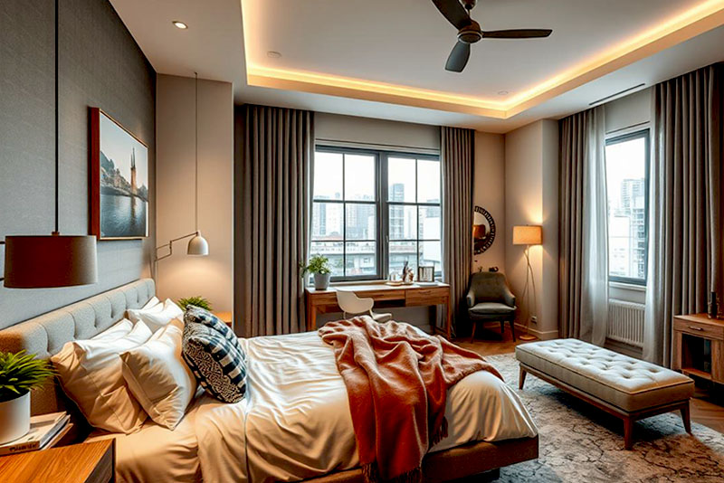 Современный интерьер спальни 2026 года – эклектика