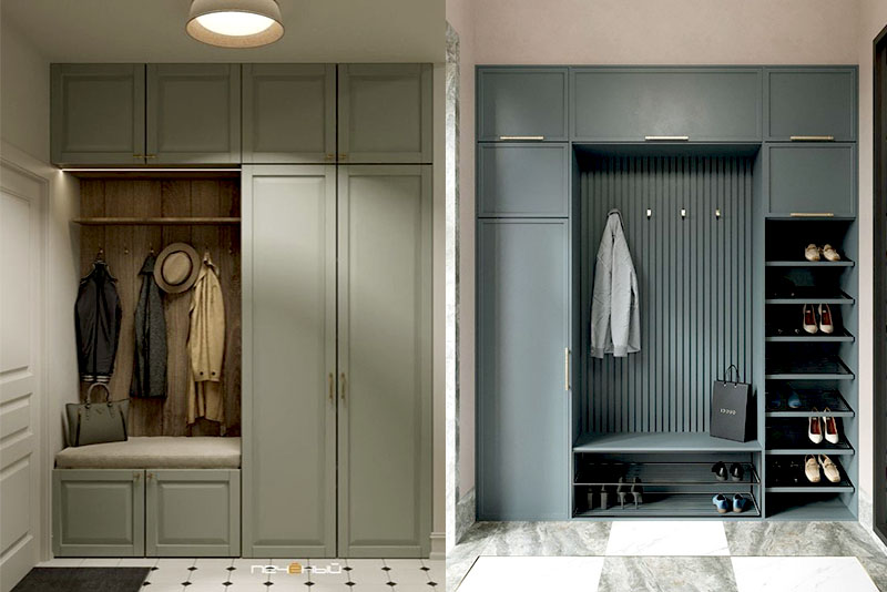 Модные шкафы в прихожу или коридор 2026 года – матовые покрытия без блеска в сложных природных оттенках