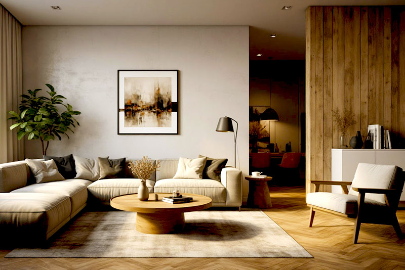 Модный дизайн интерьера в 2026 году – сочетание модерна и рустика