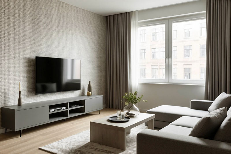 Модные обои для гостиной в 2026 году – имитация вышивки крестиком