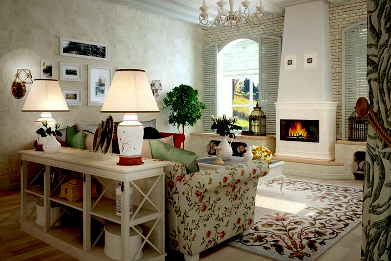 Настольные лампы на консоли создают интимные «островки» света