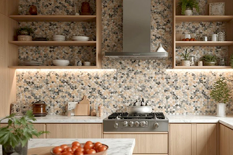 Фартук на кухне из мозаики