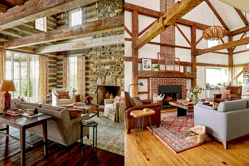 Гостиная в стиле кантри – пол задает ощущение устойчивости и уюта