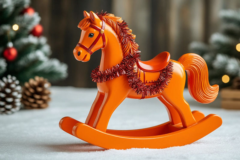 Взять маленькую старую лошадку-качалку и покрасить ее в ярко-оранжевый цвет