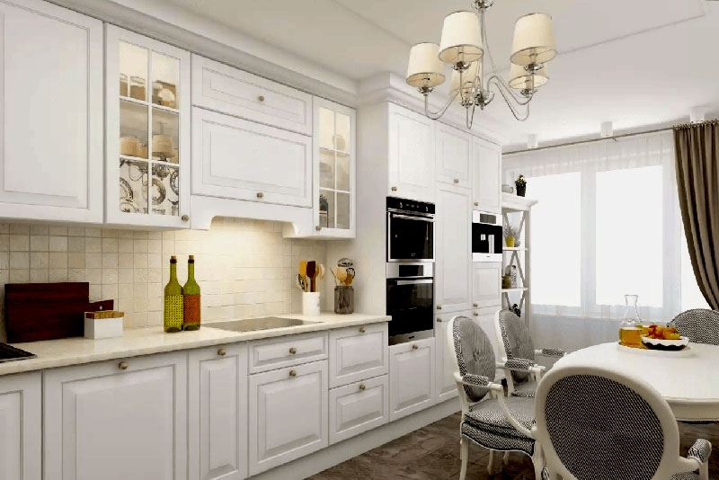Интерьер кухни-гостиной в стиле прованс – заметно влияние классицизма
