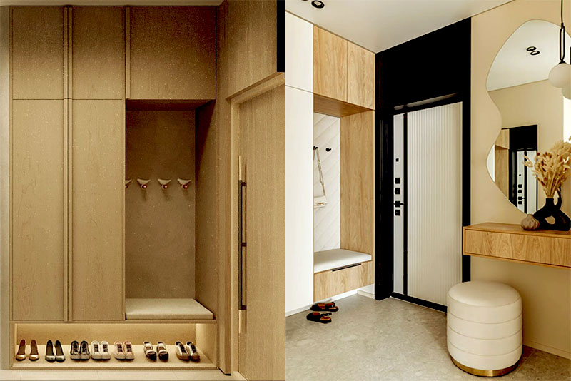 Прихожая и коридор в стиле джапанди – встроенные системы хранения
