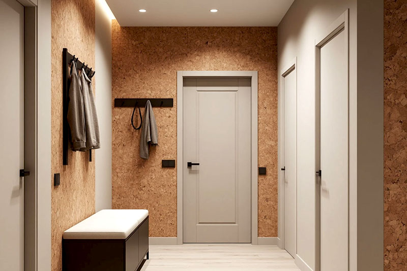 Модные обои в коридор и прихожую в 2026 году – имитация пробки