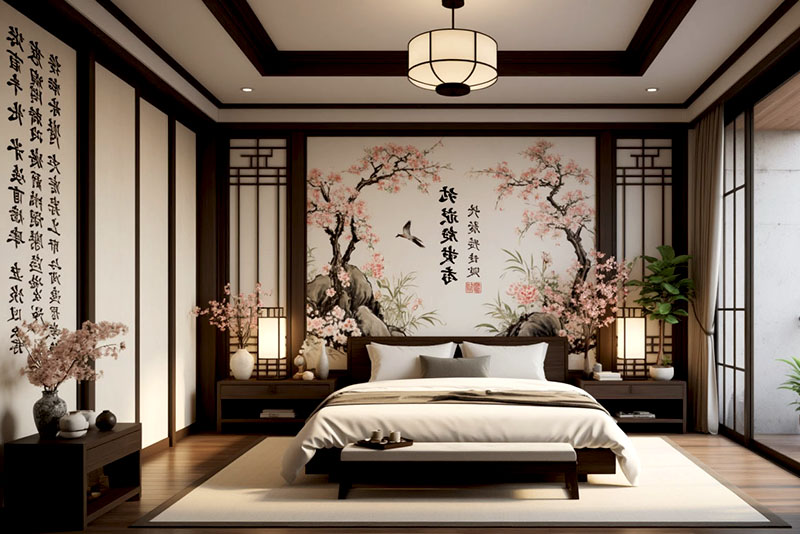 Спальня в японском стиле – вкрапления природных оттенков