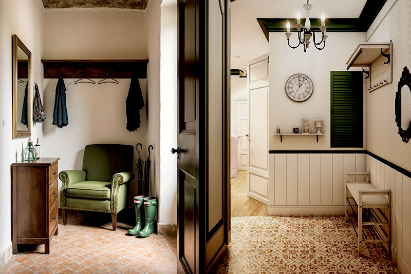 Коридор или прихожая в стиле прованс – материал для отделки стен может быть абсолютно разным