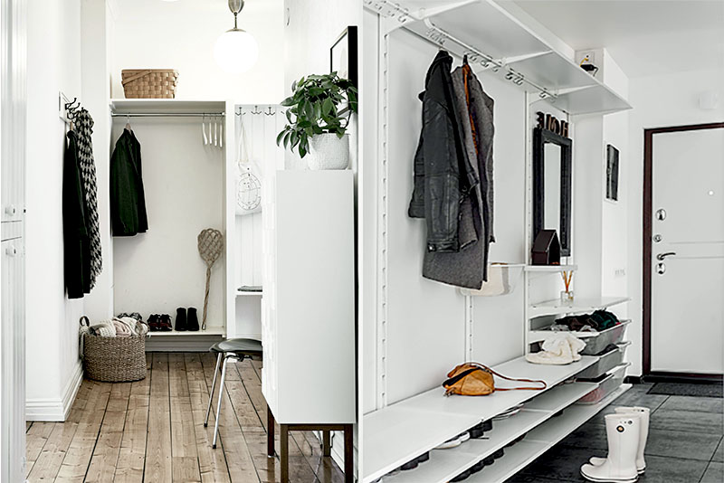Прихожая и коридор в скандинавском стиле – использование открытой вешалки