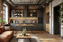 Стиль лофт в интерьере кухни-гостиной